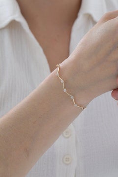 Modern Cuff Bracelet For Women 925 Sterling Silver Zig Zag Bracelet For Women.