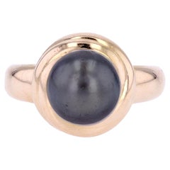 Modern Cultured Gray Pearl 18 Karat Yellow Gold Ring Modern Cultured Gray Pearl 18 Karat Yellow Gold Ring