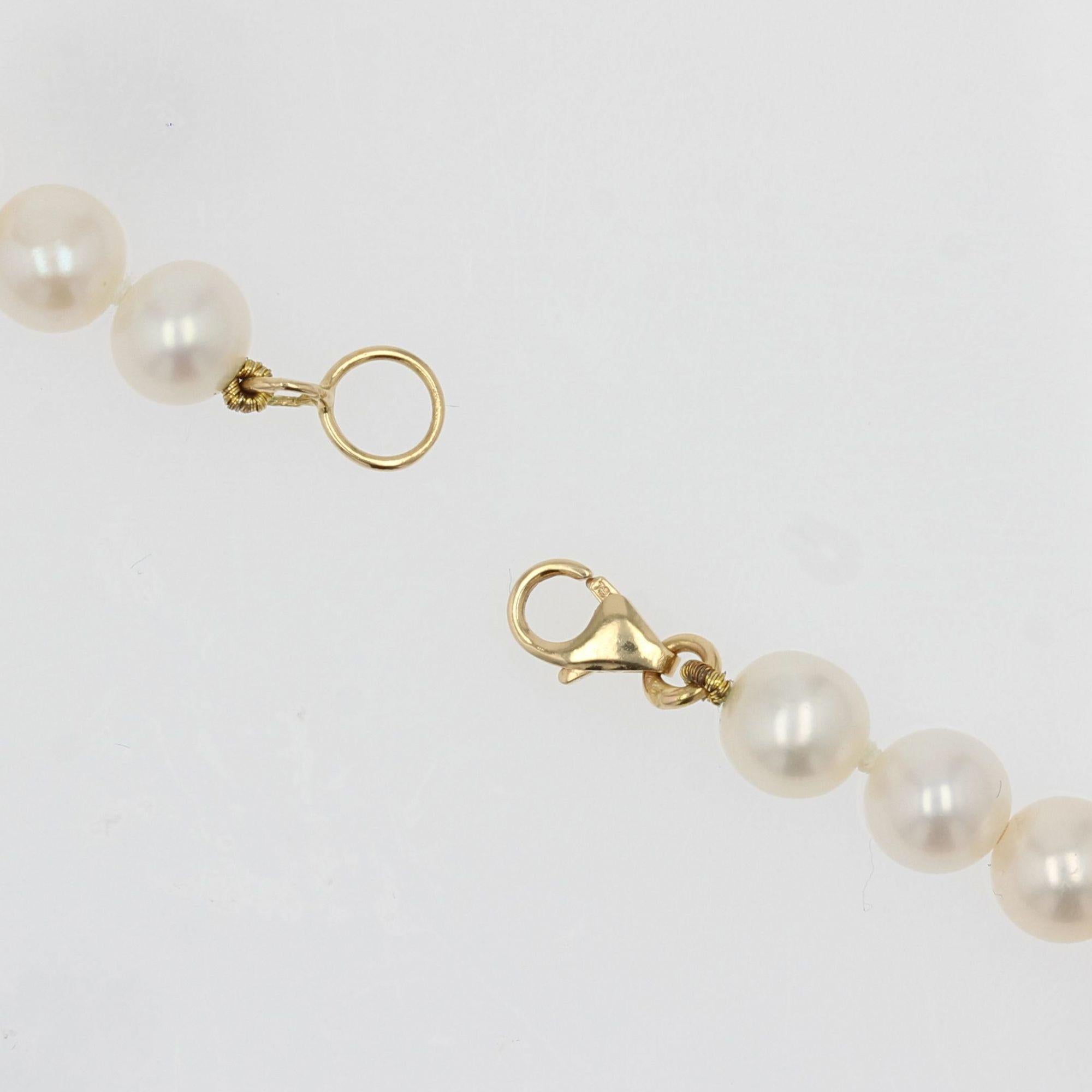 Collier ras du cou moderne en or jaune 18 carats avec perles de culture en vente 3