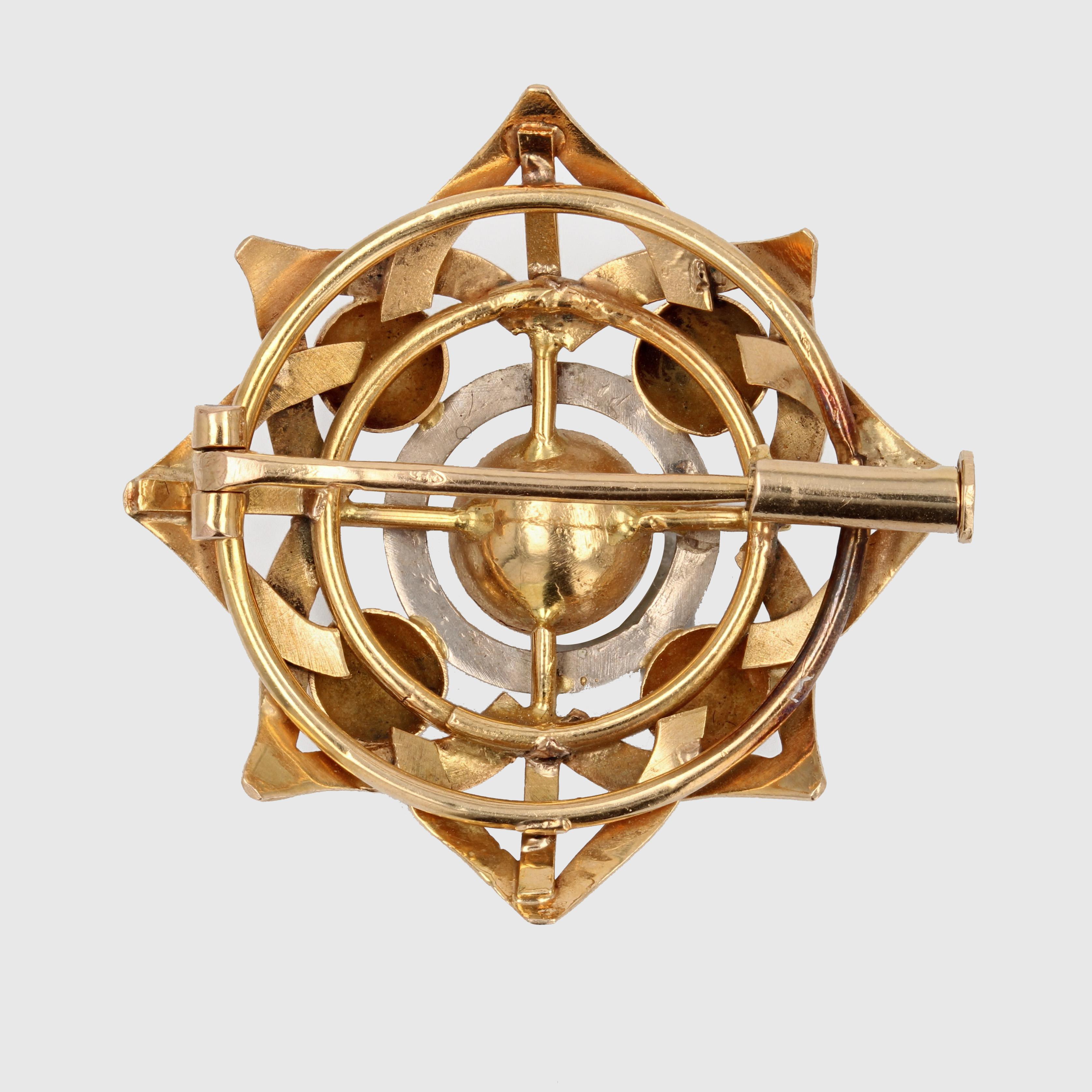 Broche étoile de culture moderne en or jaune 18 carats et perles en vente 3
