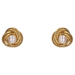 Modern Cultured Pearl 18 Karat Yellow Gold Stud Earrings