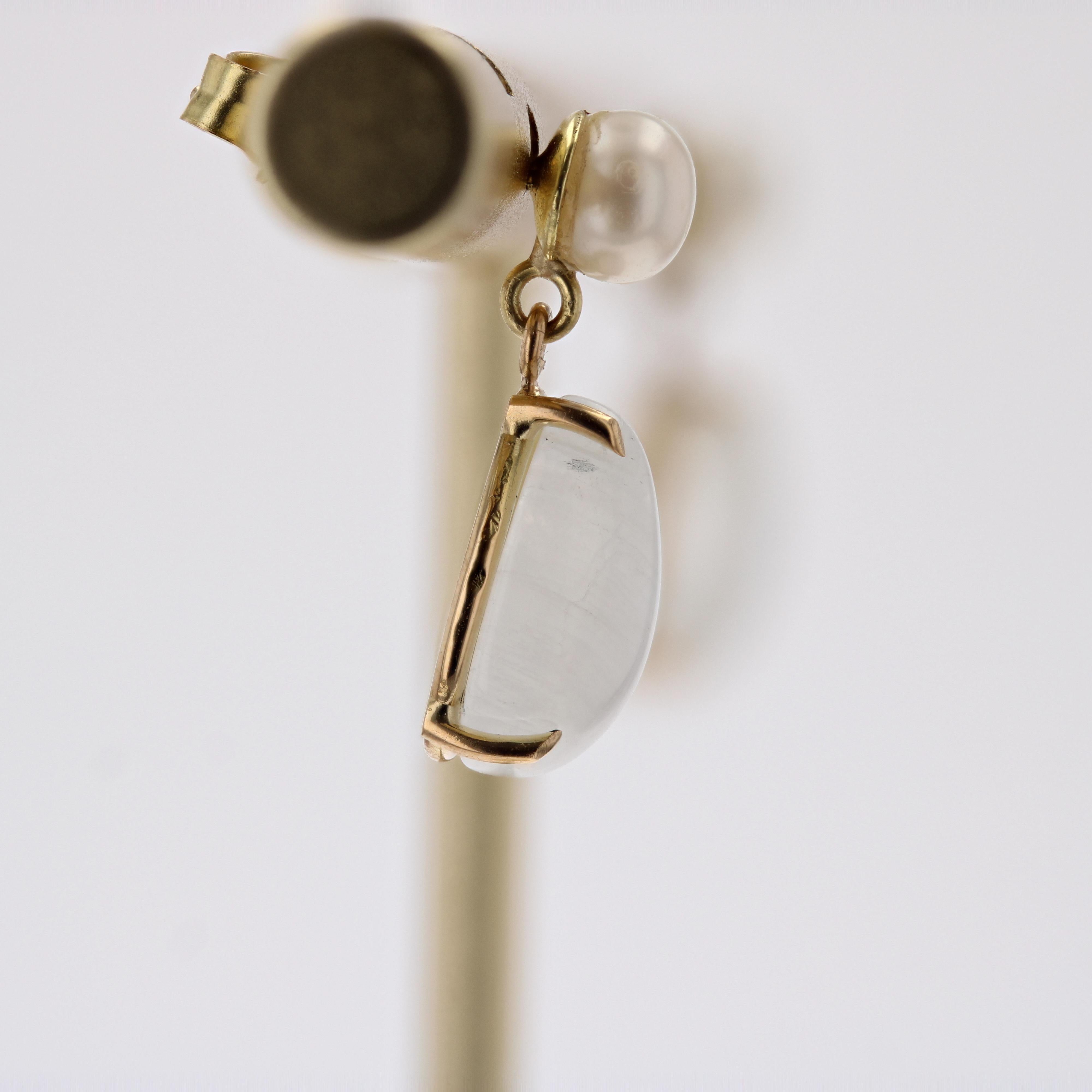 Modern Cultured pearl Moonstones 18 Karat Yellow Gold Dangle Earrings For Sale 9