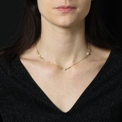 Modern Cultured Pearls 18 Karat Rose Gold Filigrees Necklace