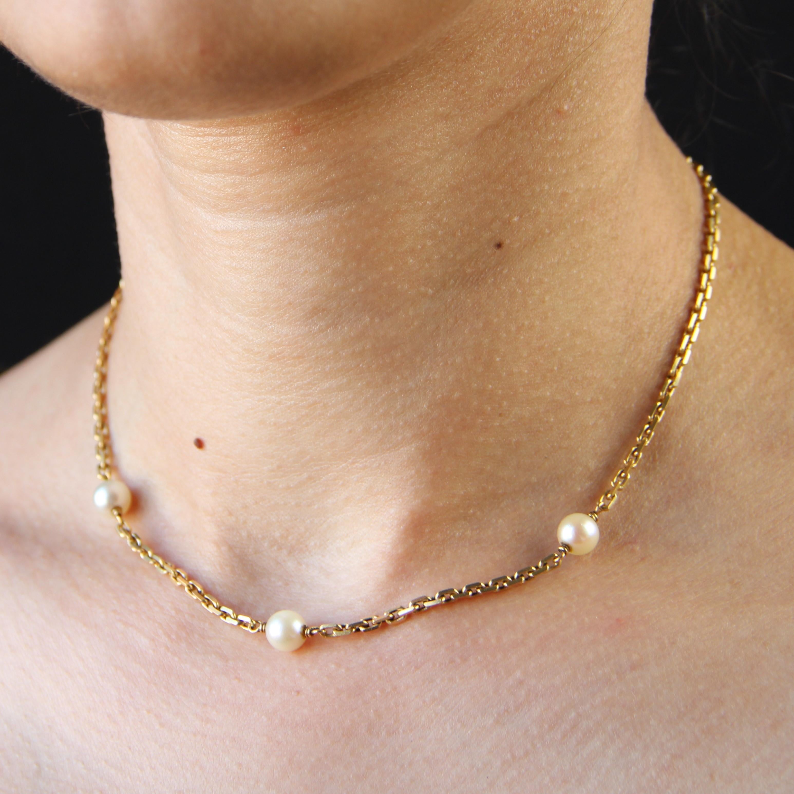 Modern Cultured Pearls Convict Mesh 18 Karat Yellow Gold Choker Necklace 5