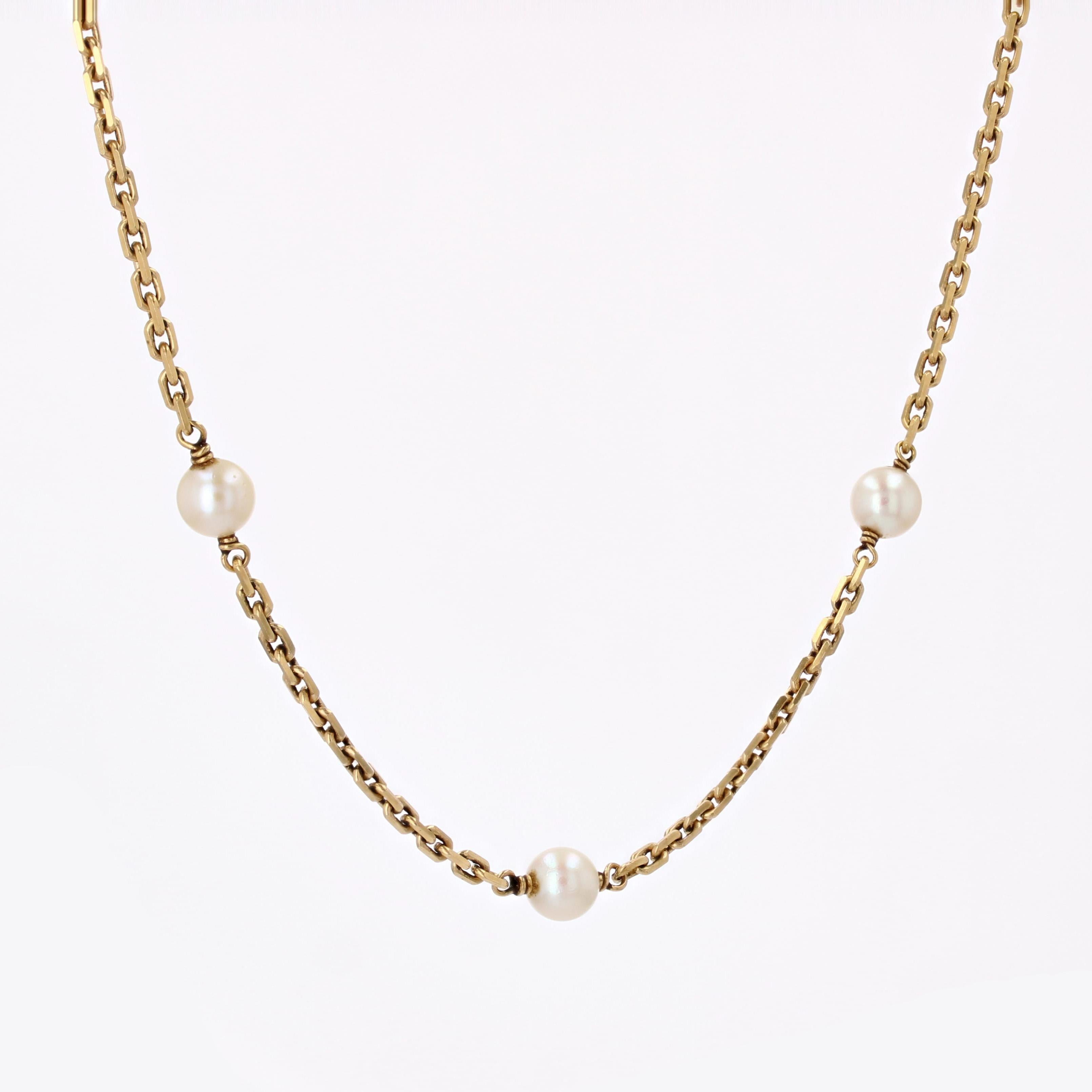 Women's Modern Cultured Pearls Convict Mesh 18 Karat Yellow Gold Choker Necklace