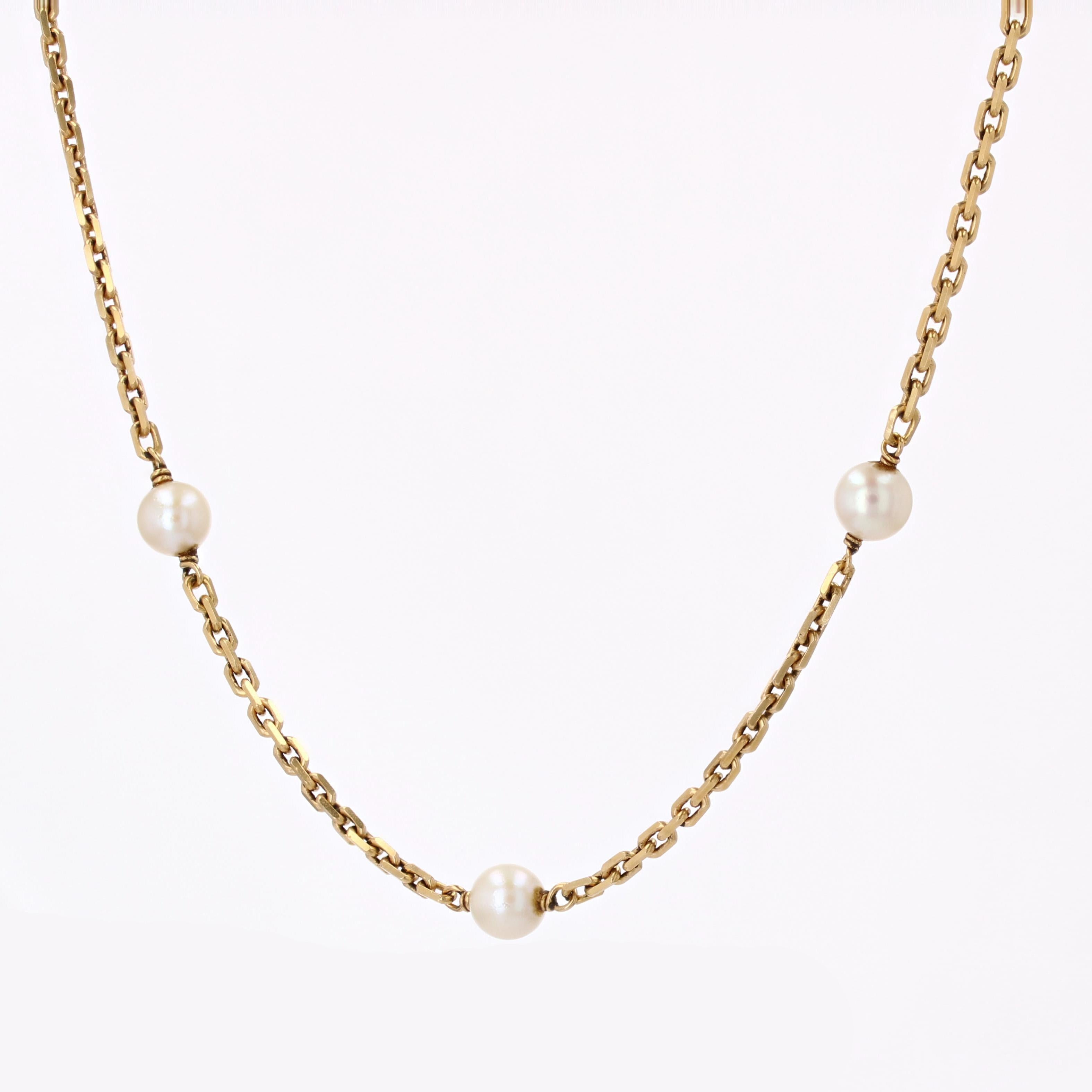 Modern Cultured Pearls Convict Mesh 18 Karat Yellow Gold Choker Necklace 1