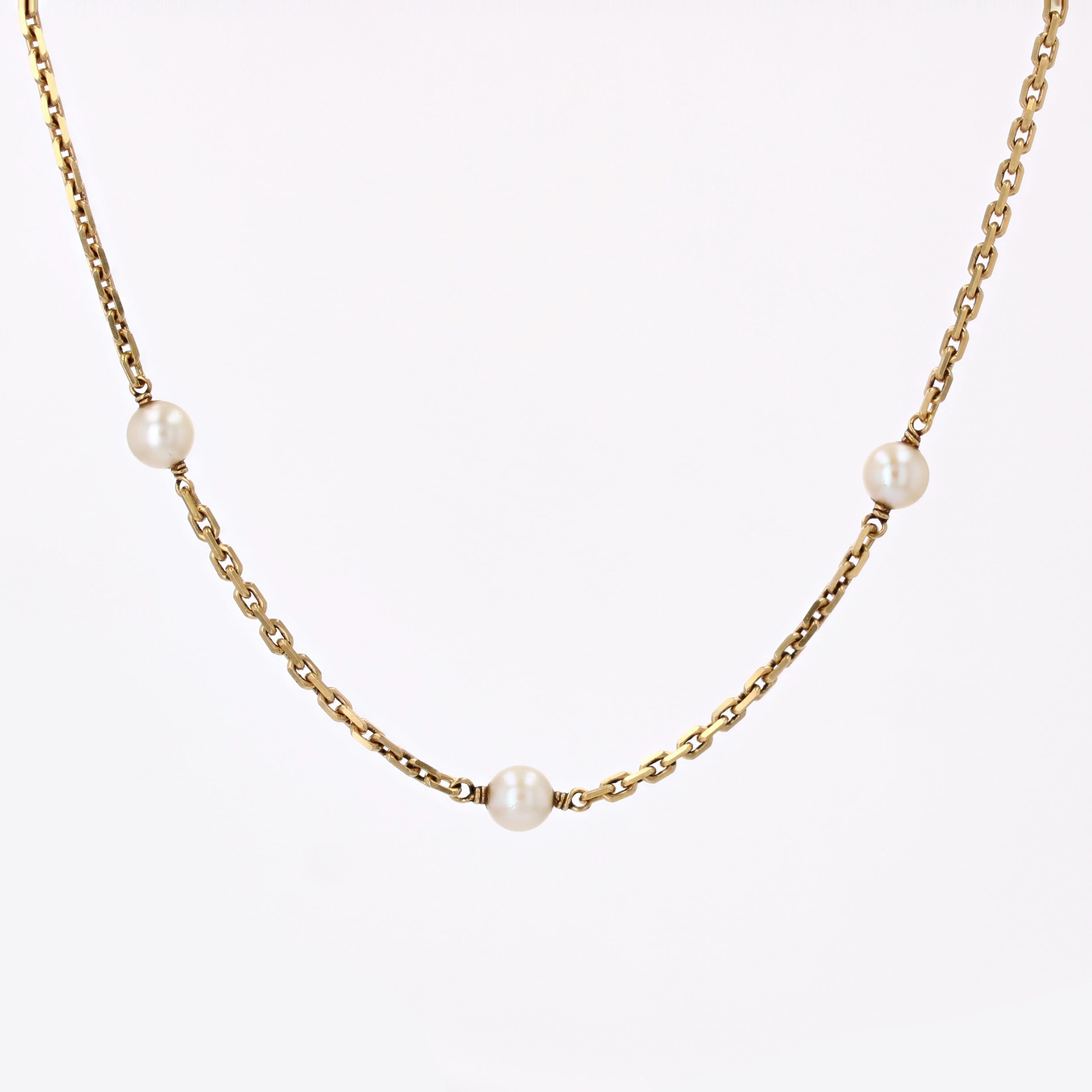 Modern Cultured Pearls Convict Mesh 18 Karat Yellow Gold Choker Necklace 4