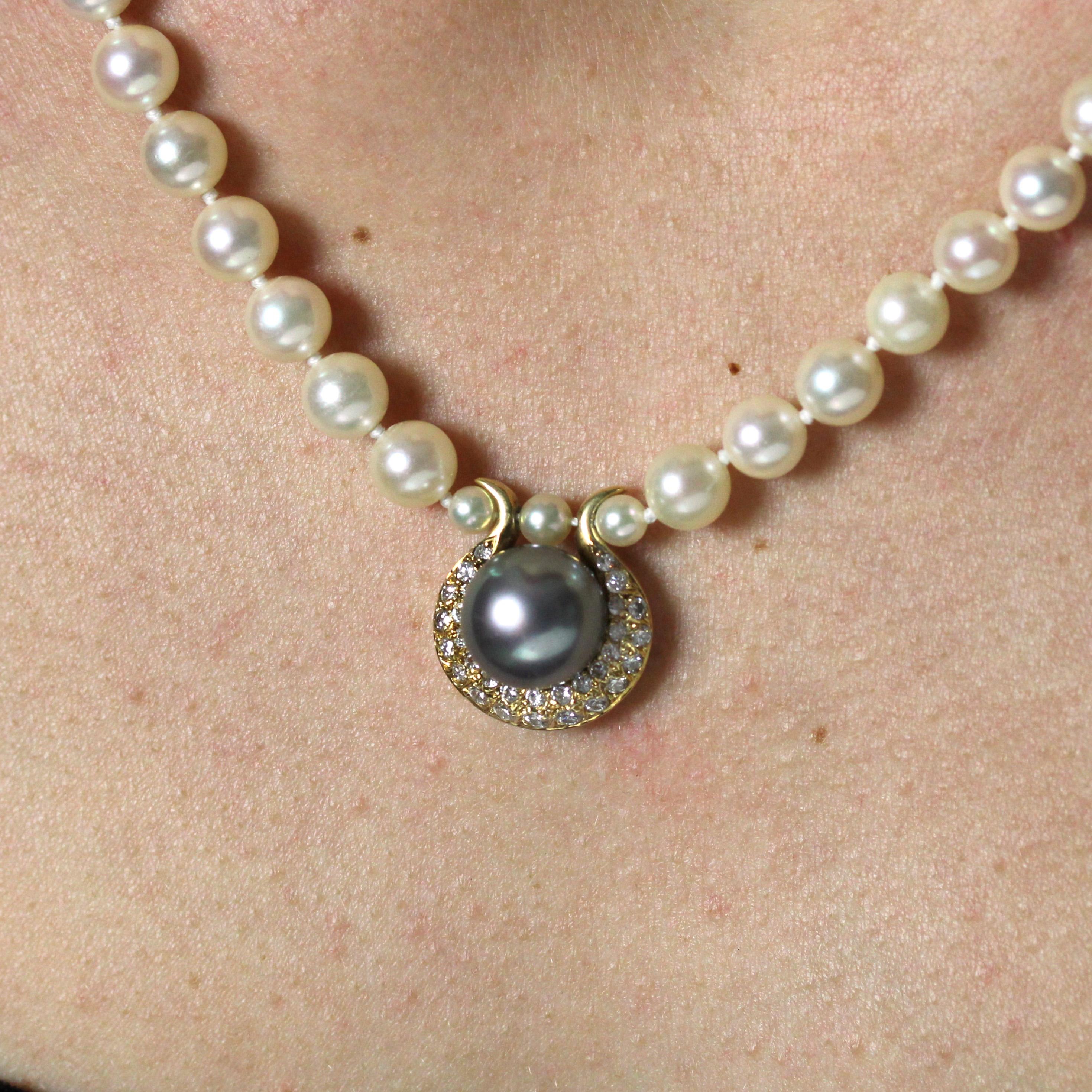 The Moderns Collier ras du cou en perles de culture grises et diamants en vente 8