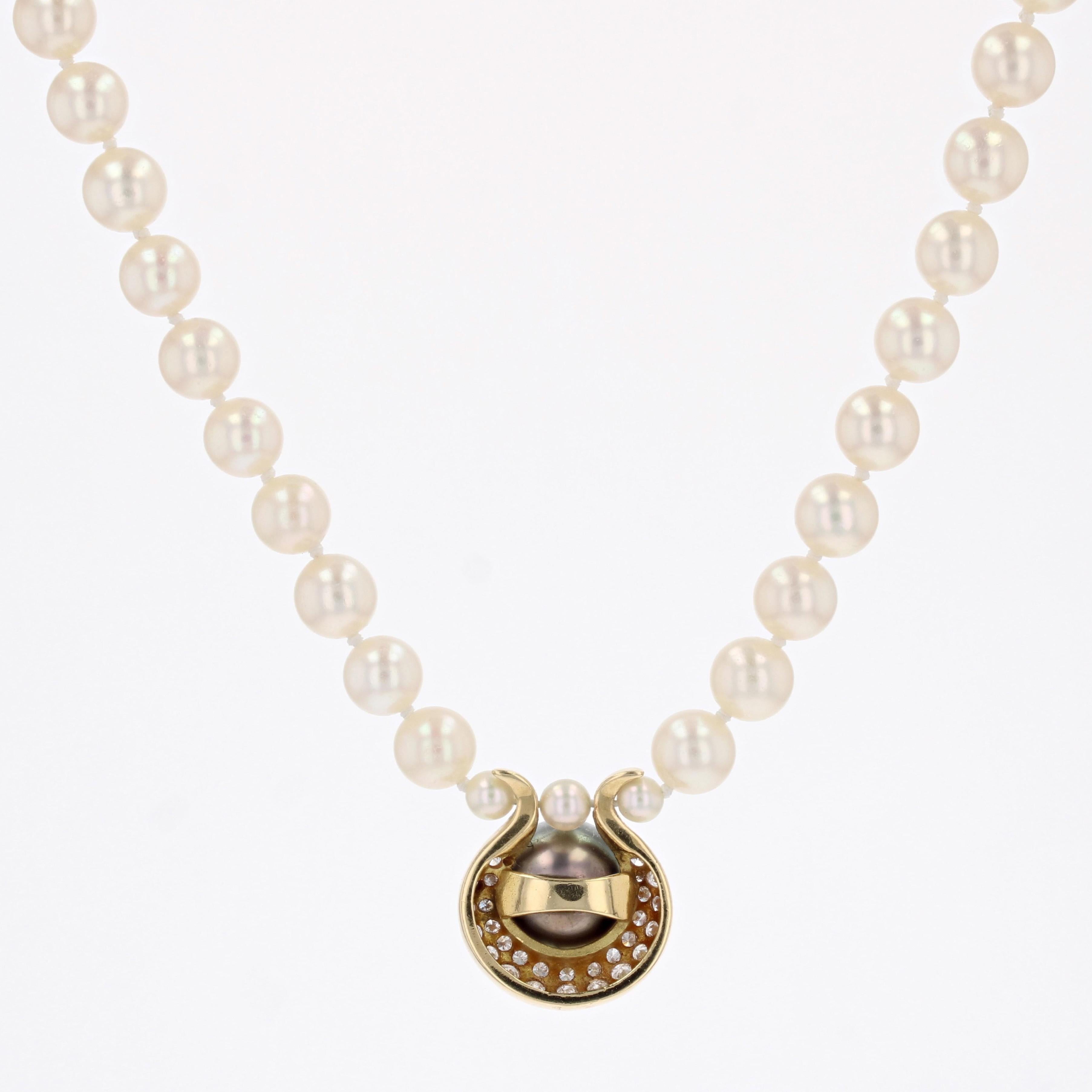 The Moderns Collier ras du cou en perles de culture grises et diamants en vente 9