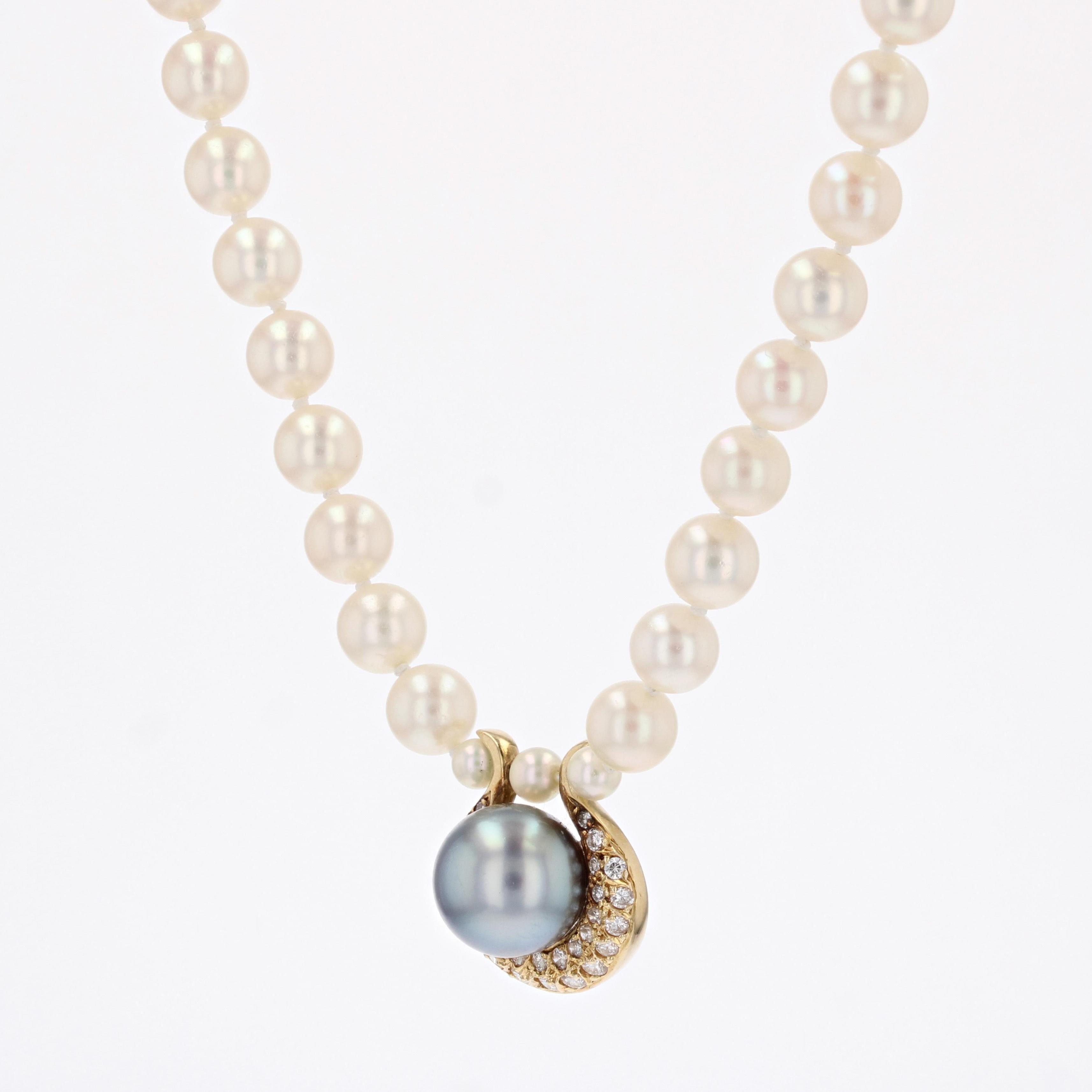 The Moderns Collier ras du cou en perles de culture grises et diamants Excellent état - En vente à Poitiers, FR