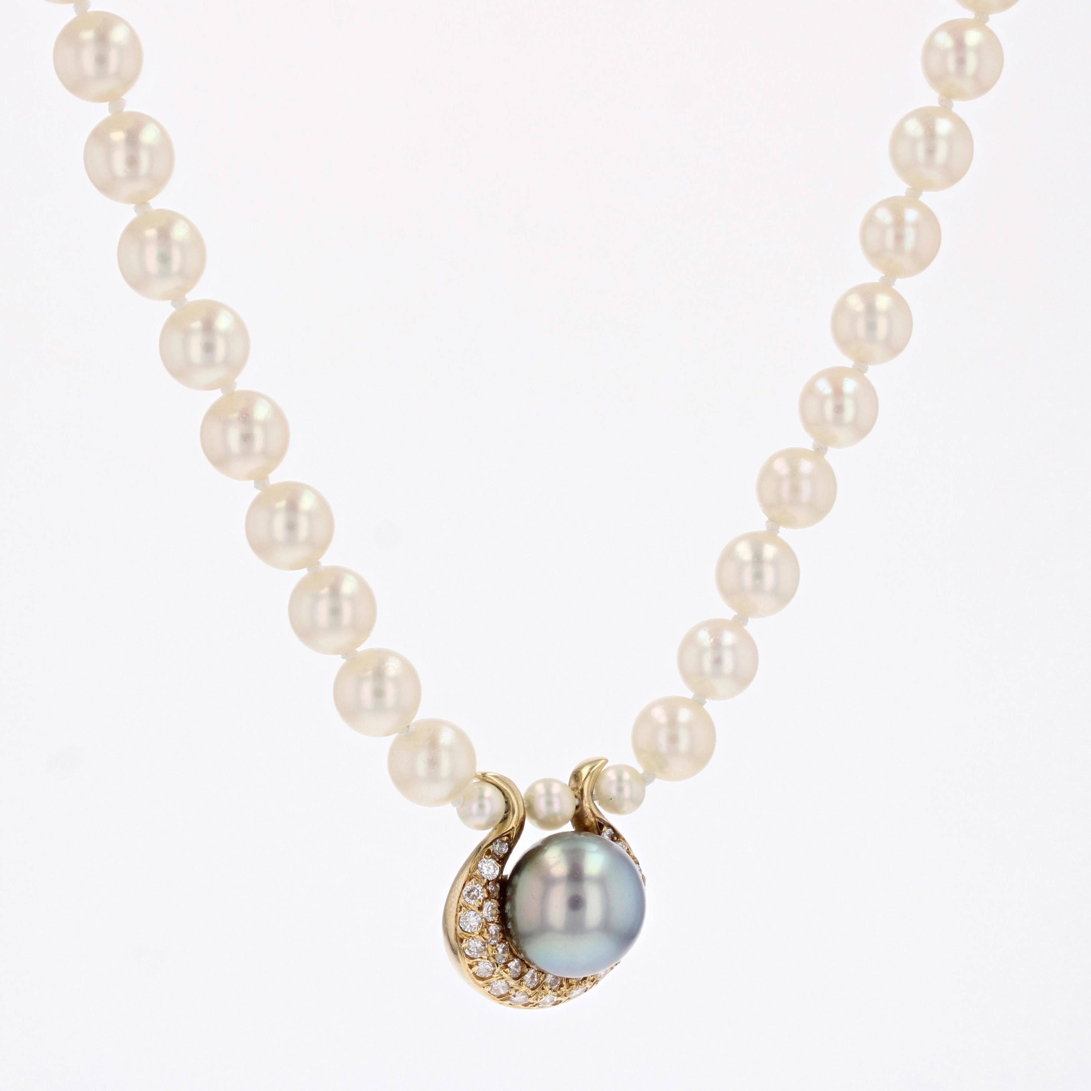 The Moderns Collier ras du cou en perles de culture grises et diamants Pour femmes en vente