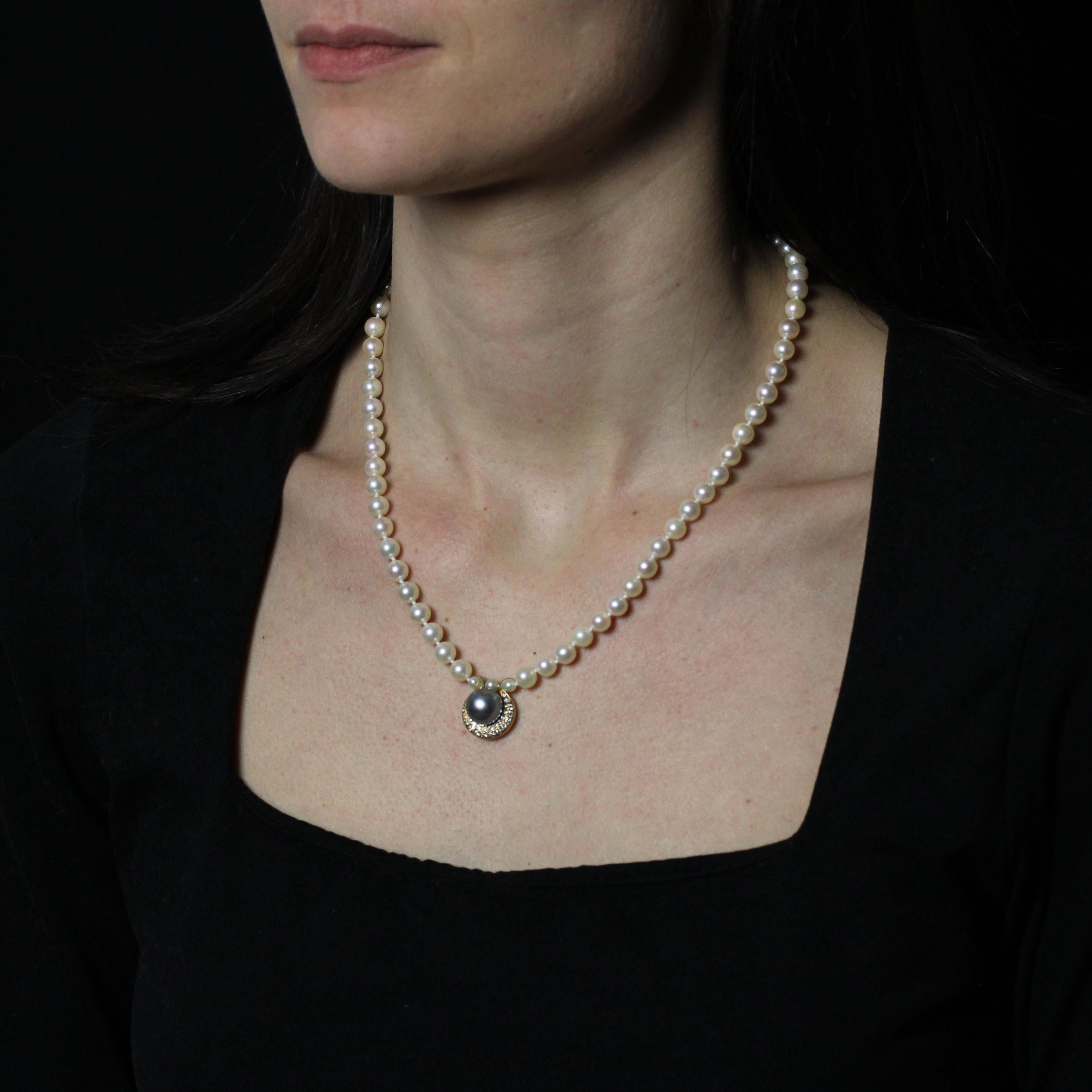 The Moderns Collier ras du cou en perles de culture grises et diamants en vente 3