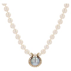The Moderns Collier ras du cou en perles de culture grises et diamants