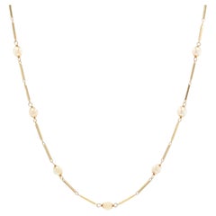 Modern Cultured Pearls Stick Mesh 18 Karat Yellow Gold Necklace