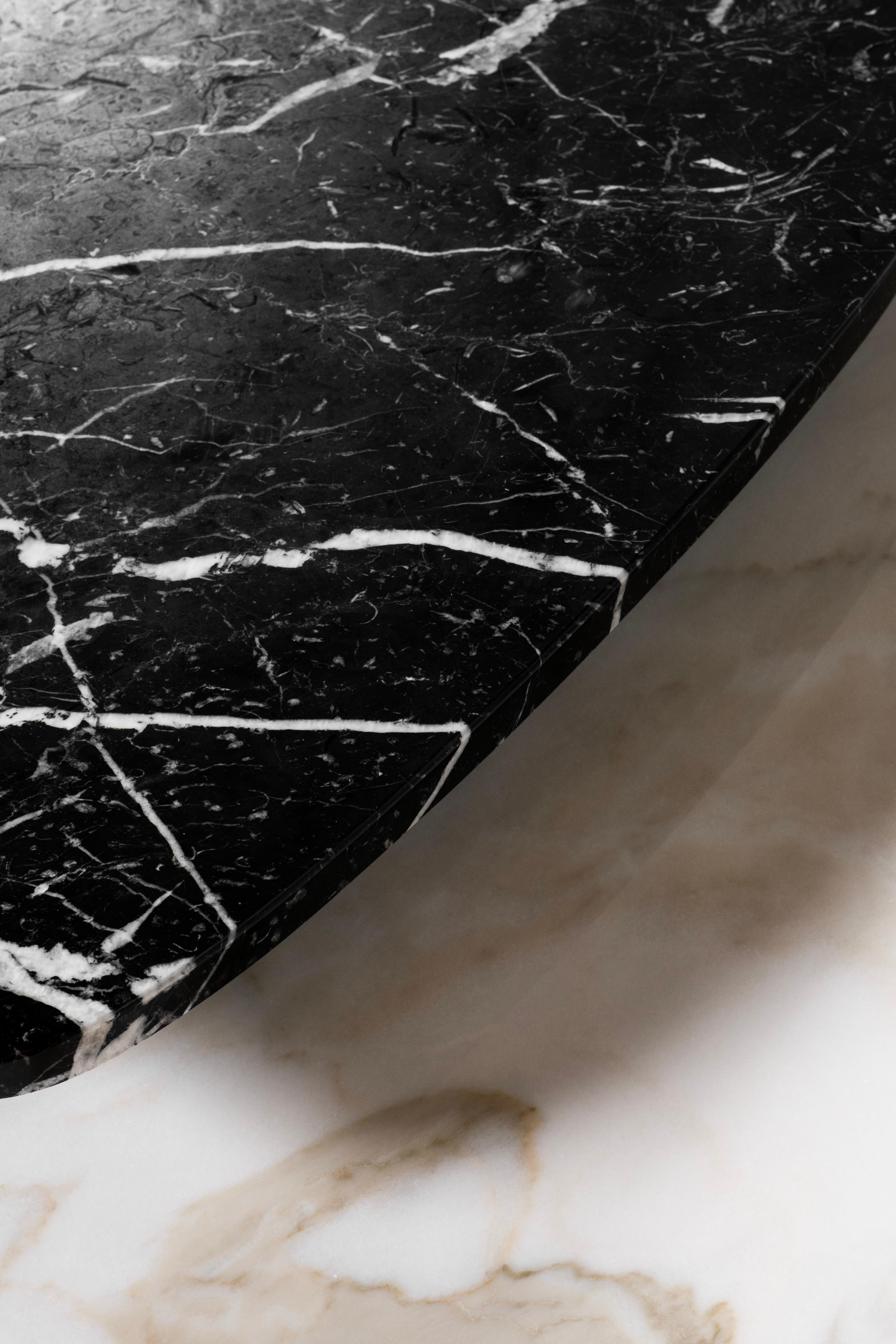 Contemporary Modern Curve Nesting Coffee Tables Marble Oak Handmade in Portugal by Greenapple For Sale