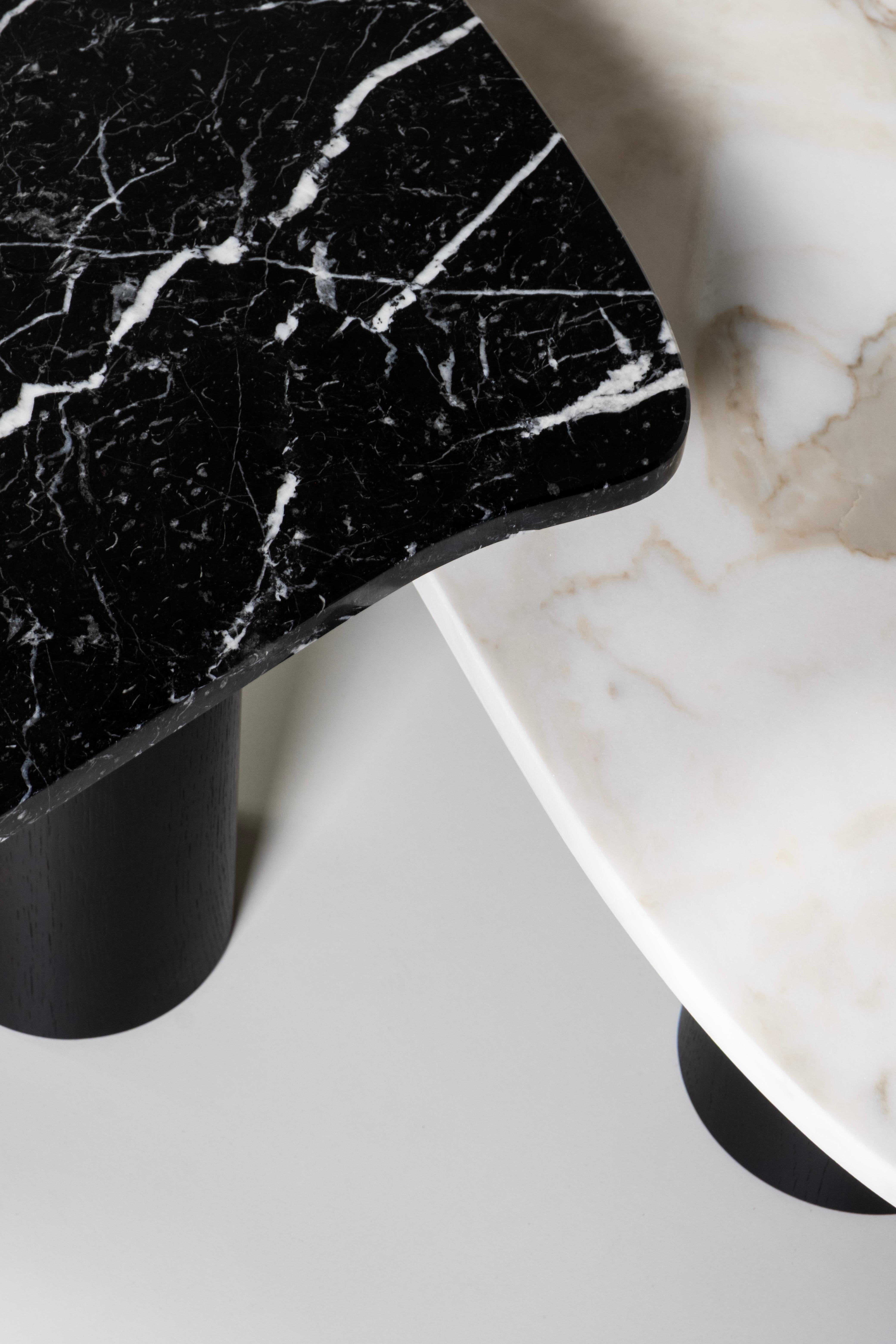 Modern Curve Nesting Coffee Tables Marble Oak Handmade in Portugal by Greenapple In New Condition For Sale In Lisboa, PT