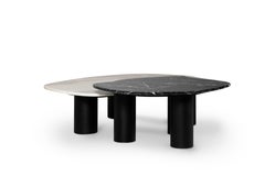 Modern Curve Nesting Coffee Tables Marble Oak Handmade in Portugal by Greenapple