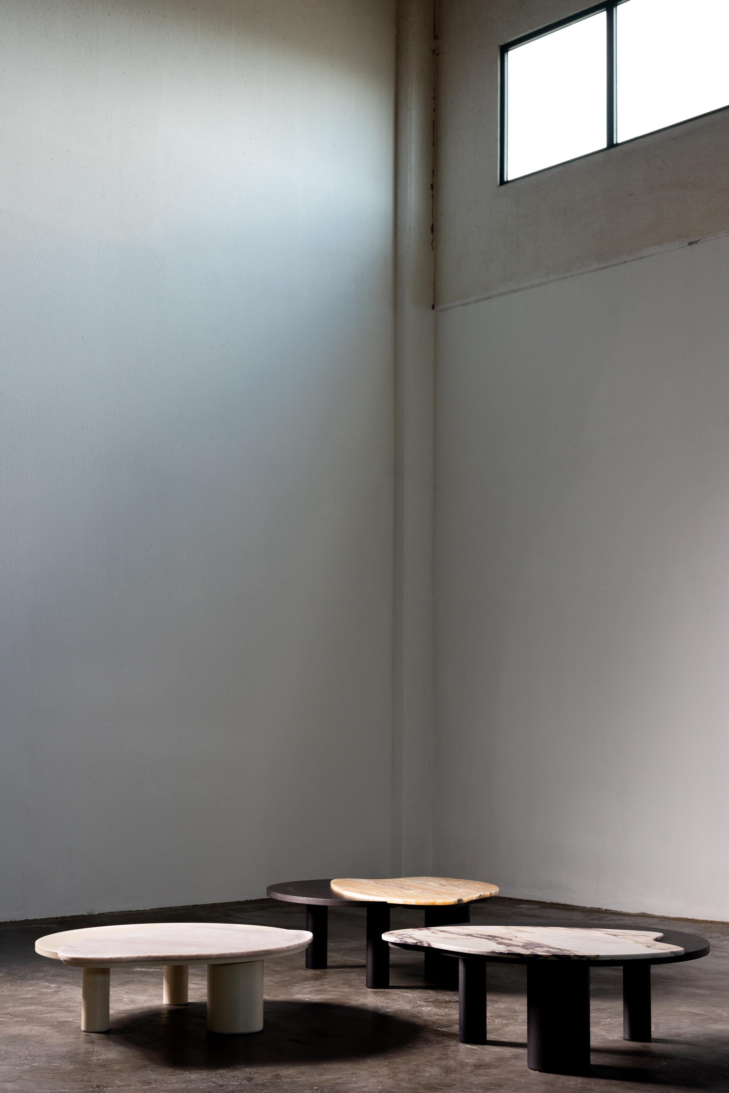 Italian Modern Curve Nesting Coffee Tables Marble Oak Handmade in Portugal by Greenapple For Sale
