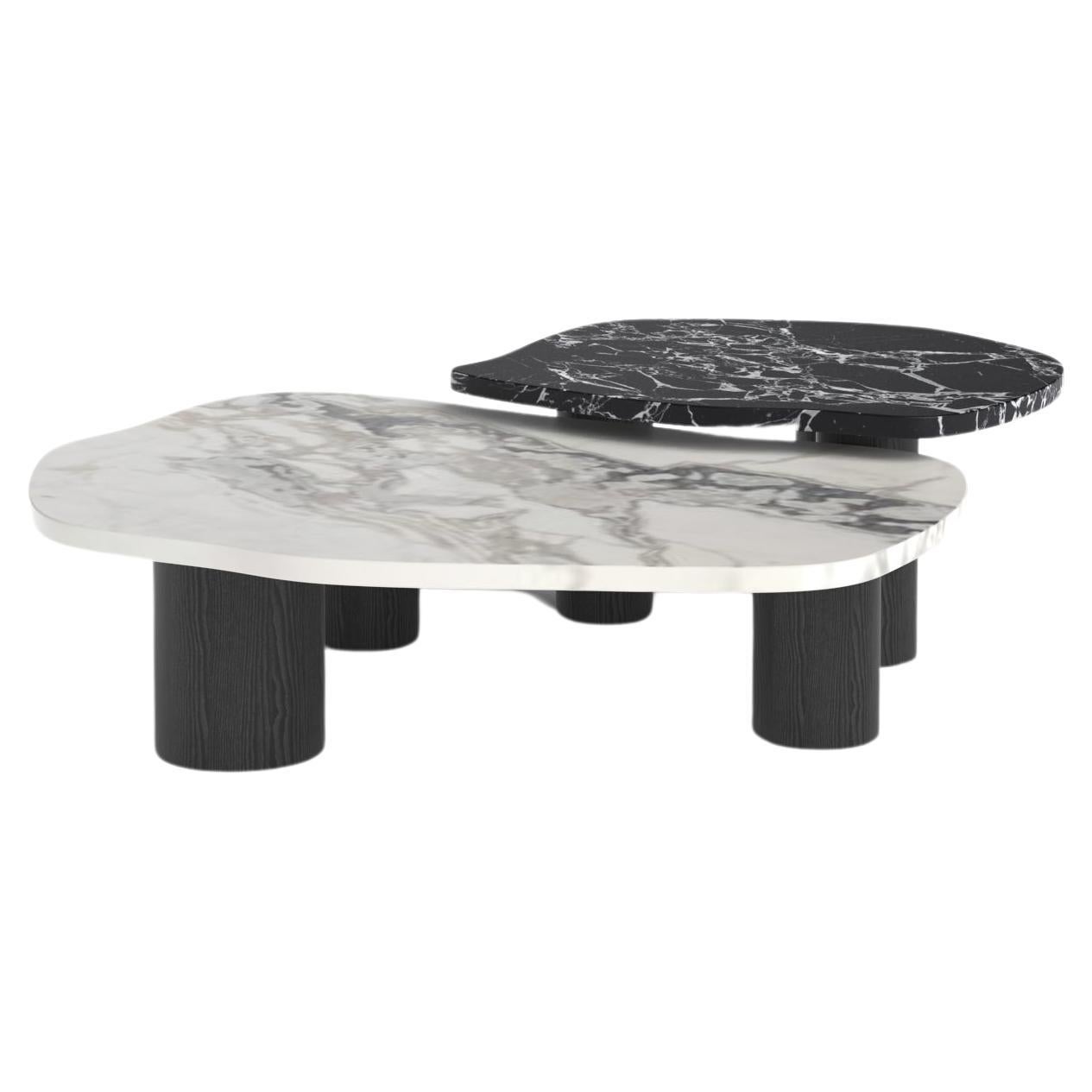 Modern Curve Nesting Coffee Tables Marble Oak Handmade in Portugal by Greenapple For Sale