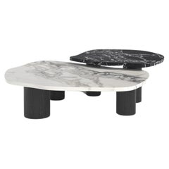 Modern Curve Nesting Coffee Tables Marble Oak Handmade in Portugal by Greenapple