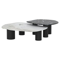 Modern Curve Nesting Coffee Tables Marble Oak Handmade in Portugal by Greenapple
