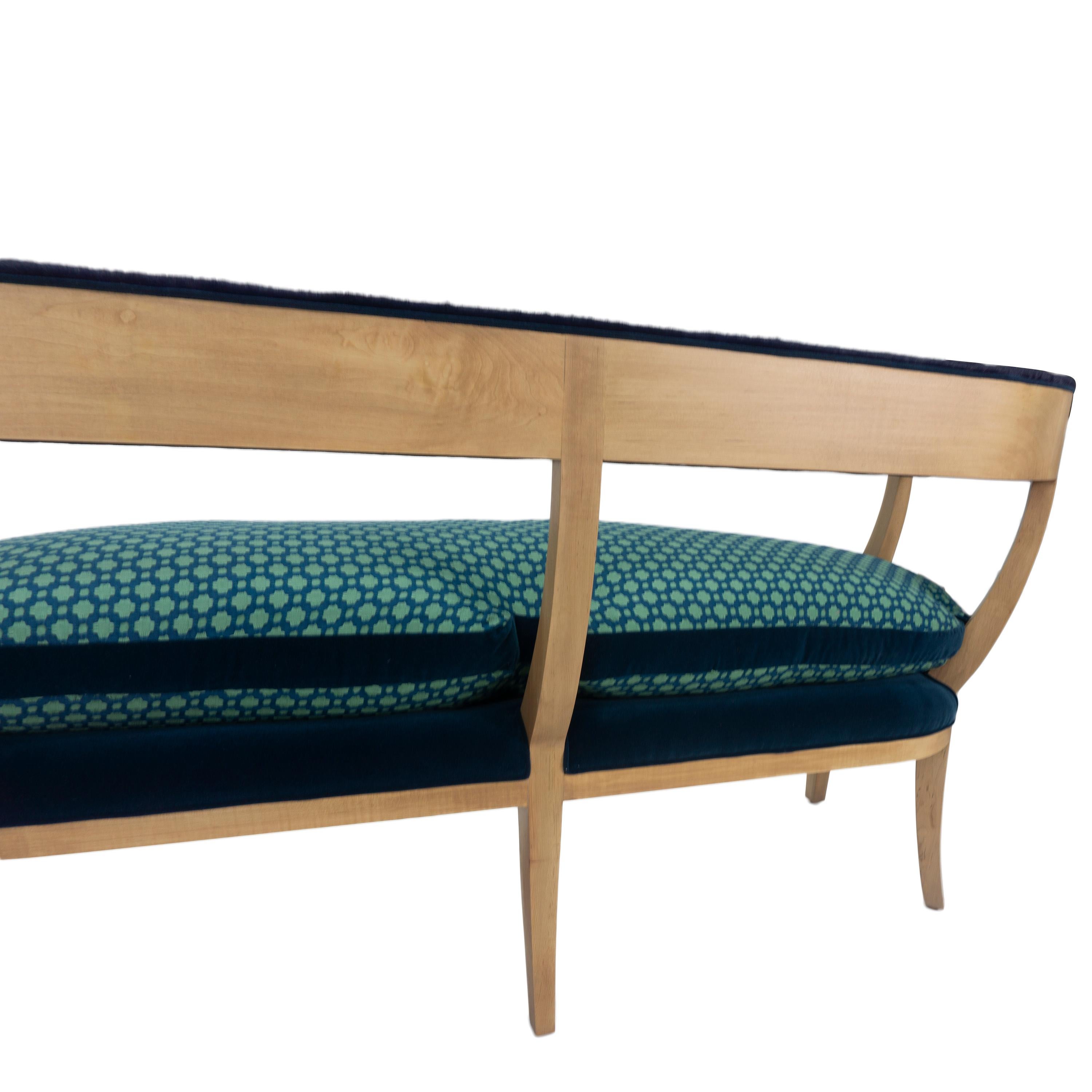 Modern Curved Back Dining Bench with Cowhide Backing 5