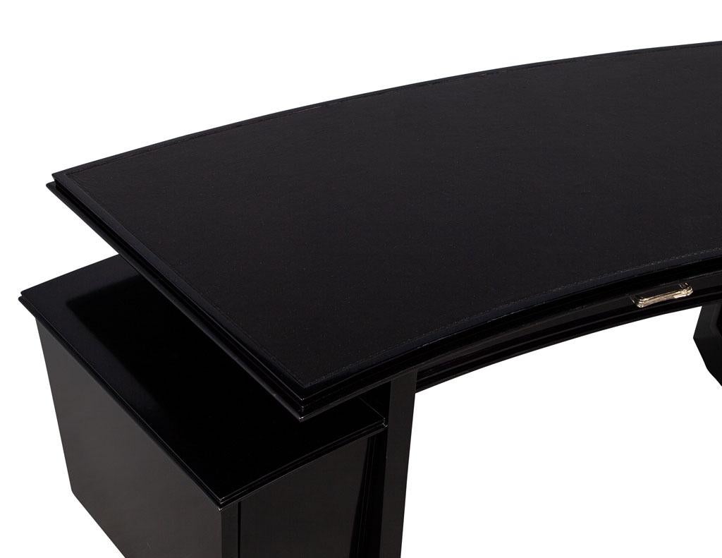 Modern Curved Black Leather Writing Desk by Nancy Corzine Fusion Desk For Sale 1