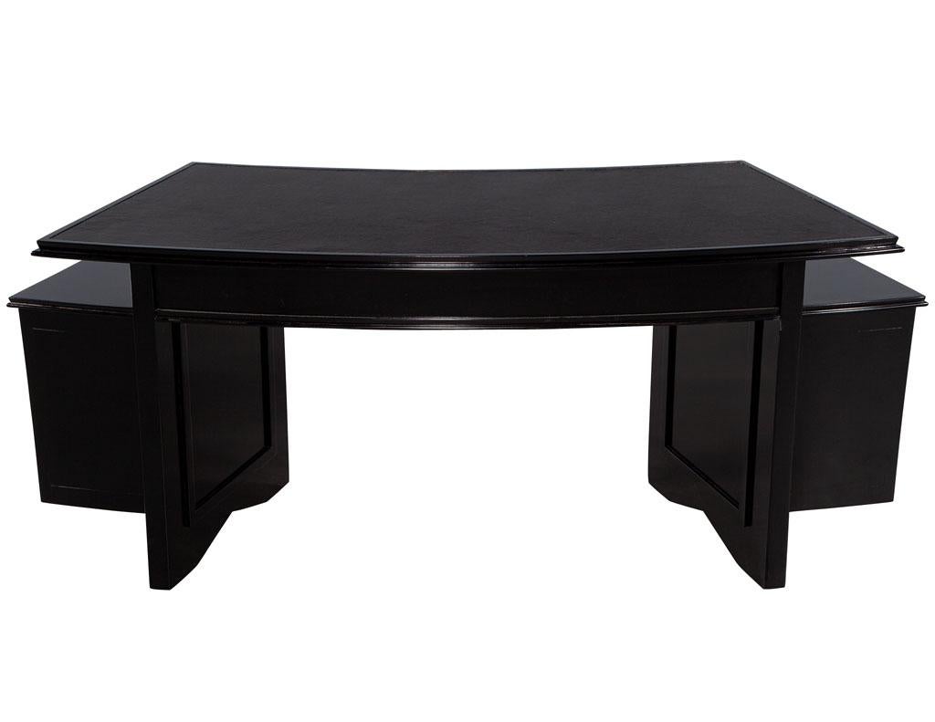 Modern Curved Black Leather Writing Desk by Nancy Corzine Fusion Desk For Sale 5