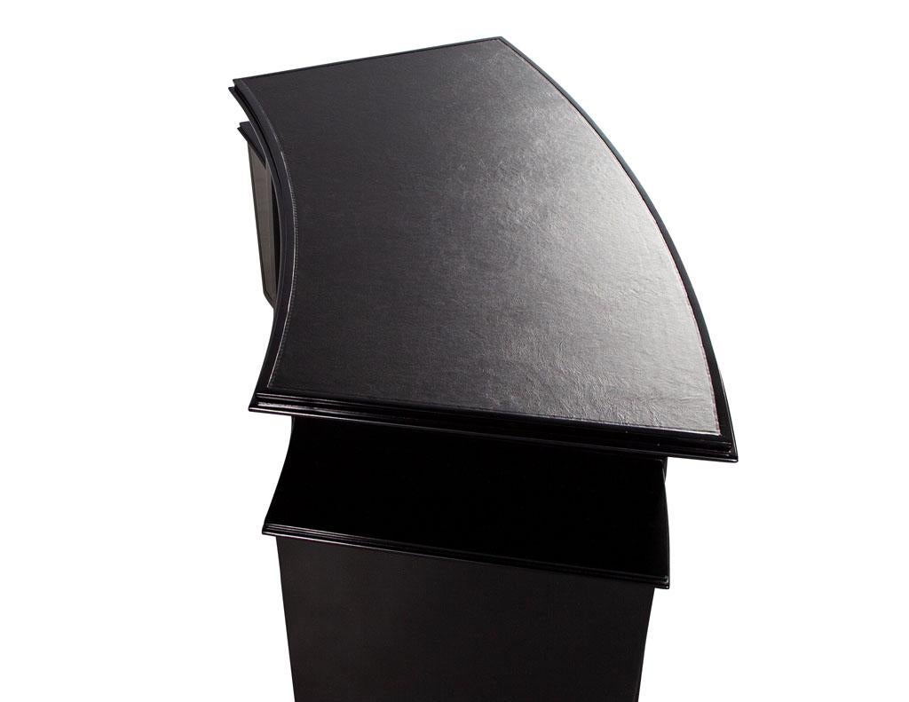 Modern Curved Black Leather Writing Desk by Nancy Corzine Fusion Desk For Sale 8