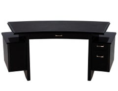 Modern Curved Black Leather Writing Desk by Nancy Corzine Fusion Desk