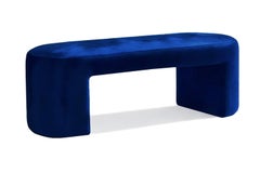 Organic Modern Blue Velvet Bench Deleite