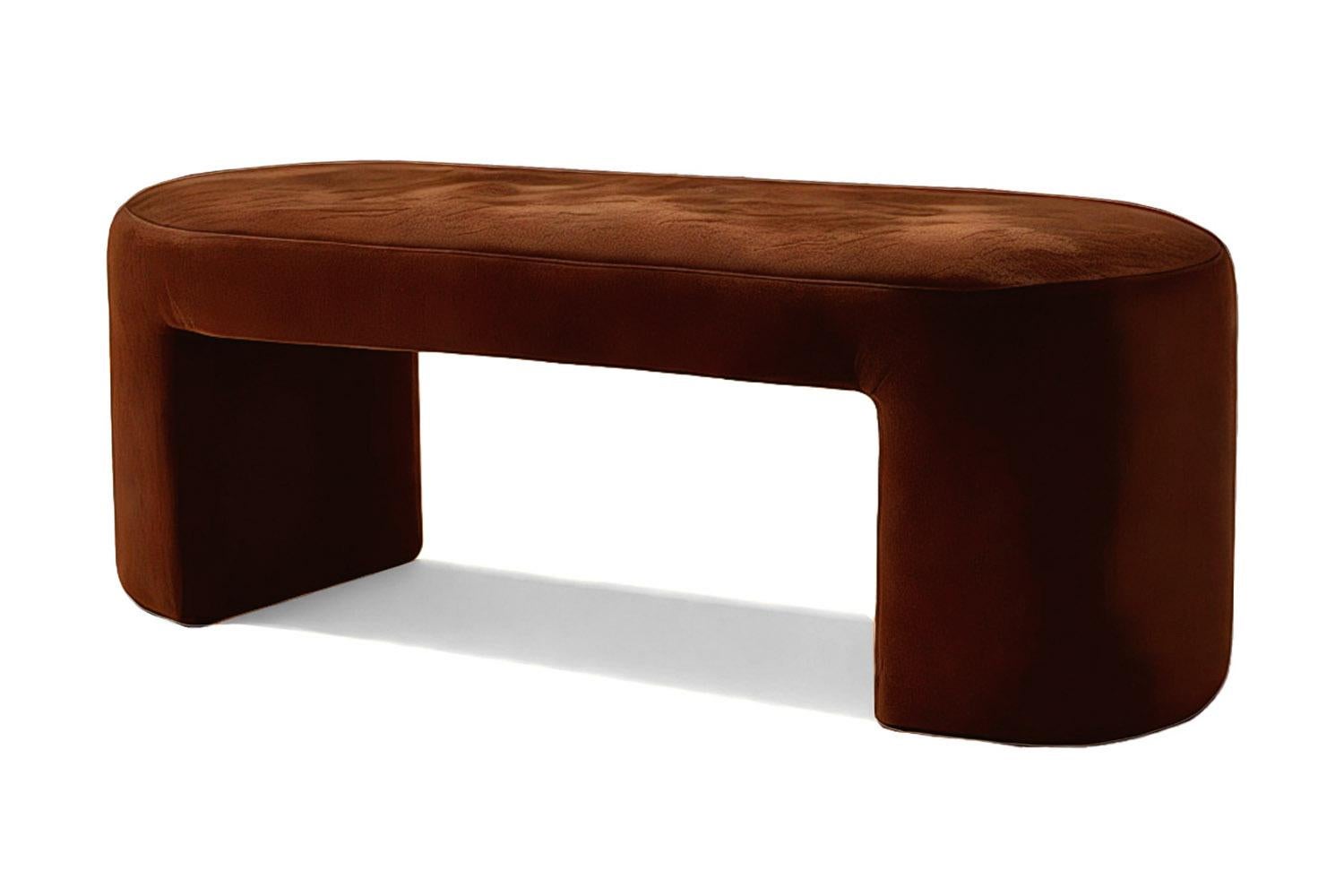 Modern Curved Brown Velvet Bench Deleite In New Condition For Sale In Almería, ES