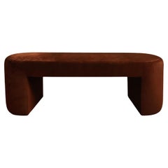 Modern Curved Brown Velvet Bench Deleite