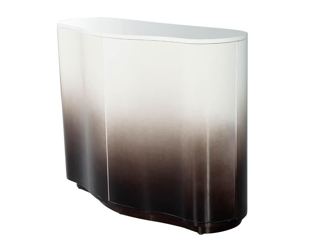 Wood Modern Curved Cabinet in Ombre Lacquered Finish For Sale