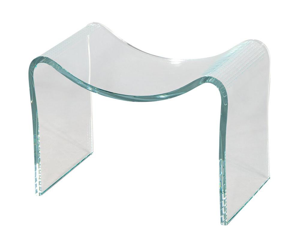 American Modern Curved Glass Vanity Bench Stool Seat