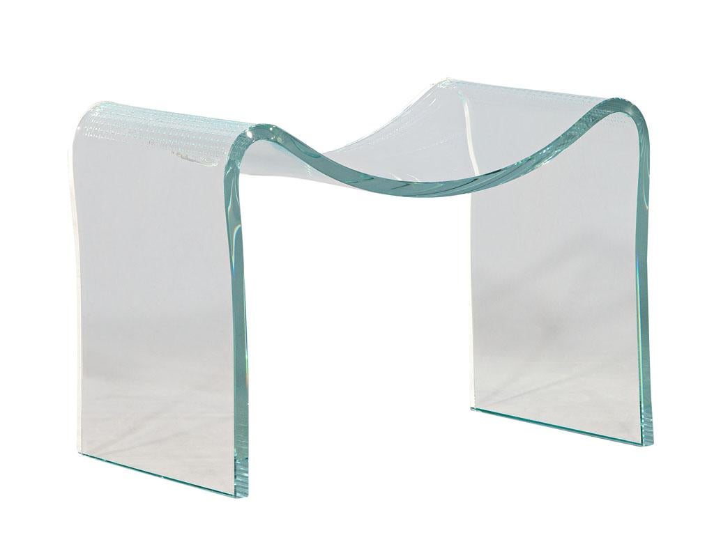 Modern Curved Glass Vanity Bench Stool Seat 3