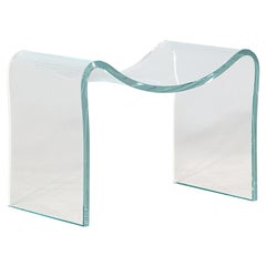 Modern Curved Glass Vanity Bench Stool Seat