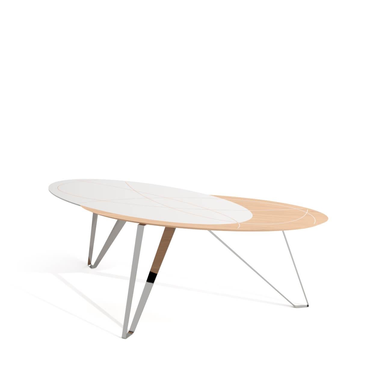 curved white table