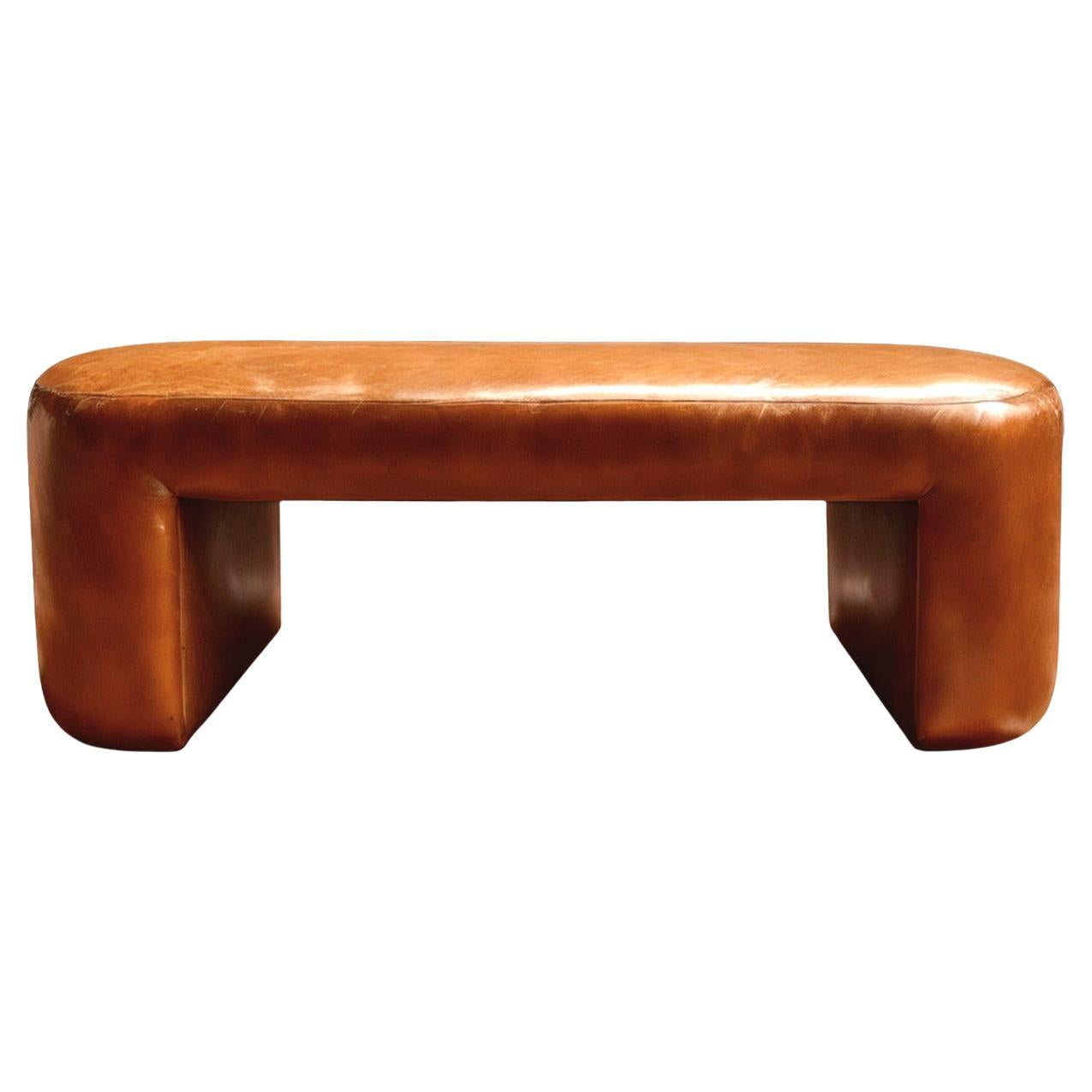 Modern Curved Leather Bench Deleite For Sale