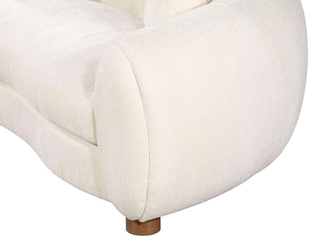 Modern Curved Linen Sofa by Ellen Degeneres Perkins Sofa In New Condition In North York, ON