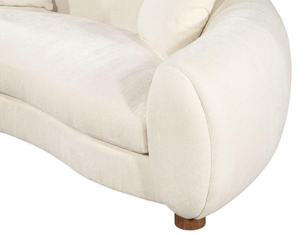 Contemporary Modern Curved Linen Sofa by Ellen Degeneres Perkins Sofa