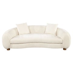 Modernes modernes geschwungenes Leinen Sofa von Ellen Degeneres Perkins Sofa