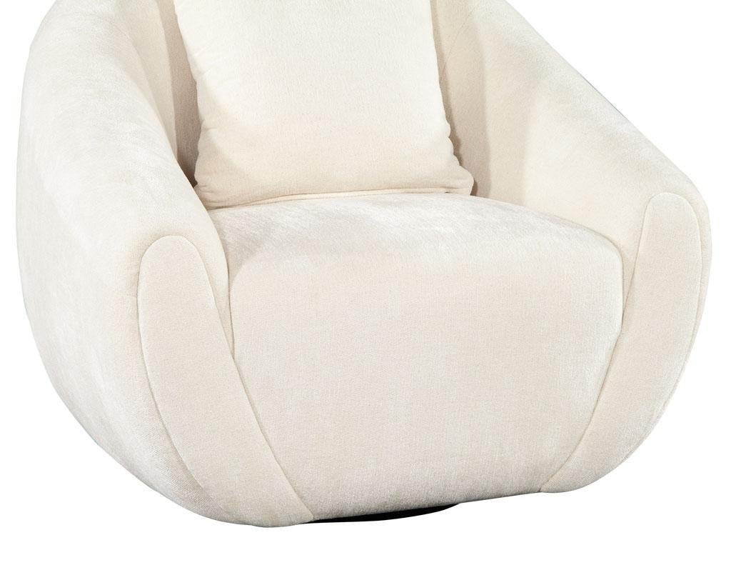 Metal Modern Curved Linen Swivel Chair by Ellen Degeneres Wicma Chair For Sale