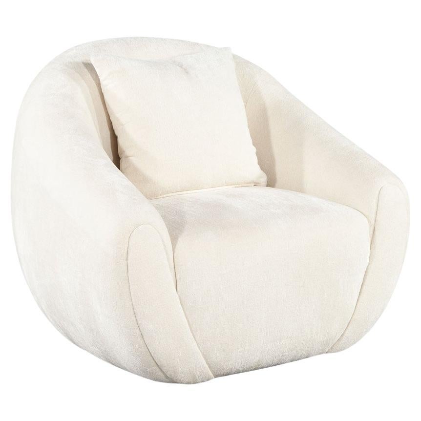 Modern Curved Linen Swivel Chair by Ellen Degeneres Wicma Chair For Sale