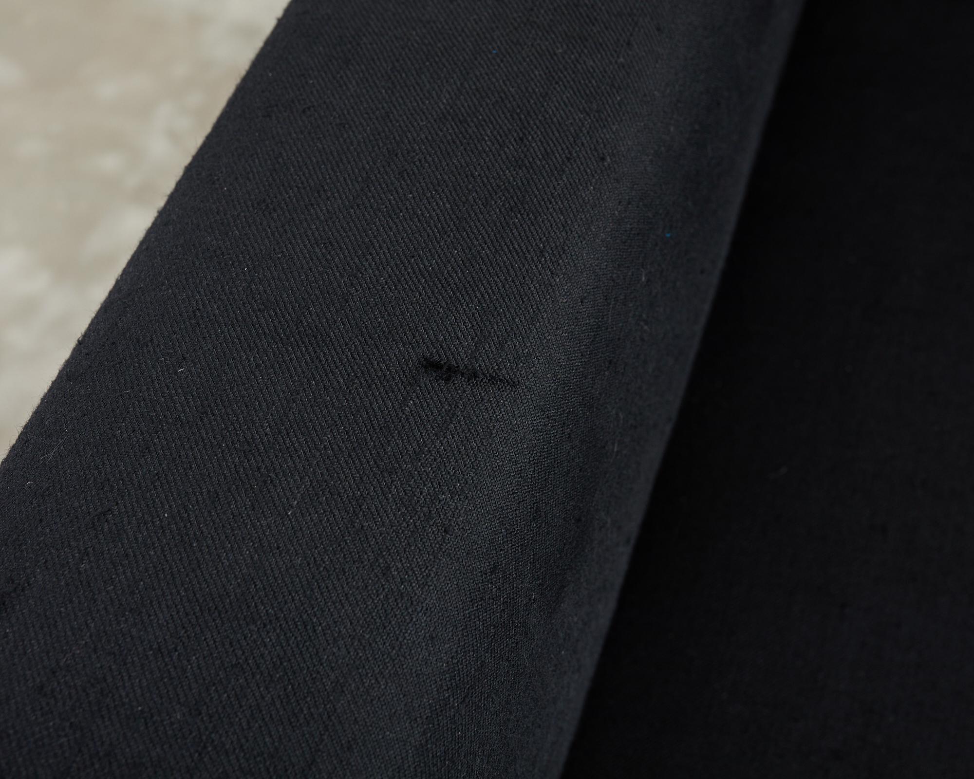 Modern Curved Sofa in Black Linen After Edward Wormley For Sale 8
