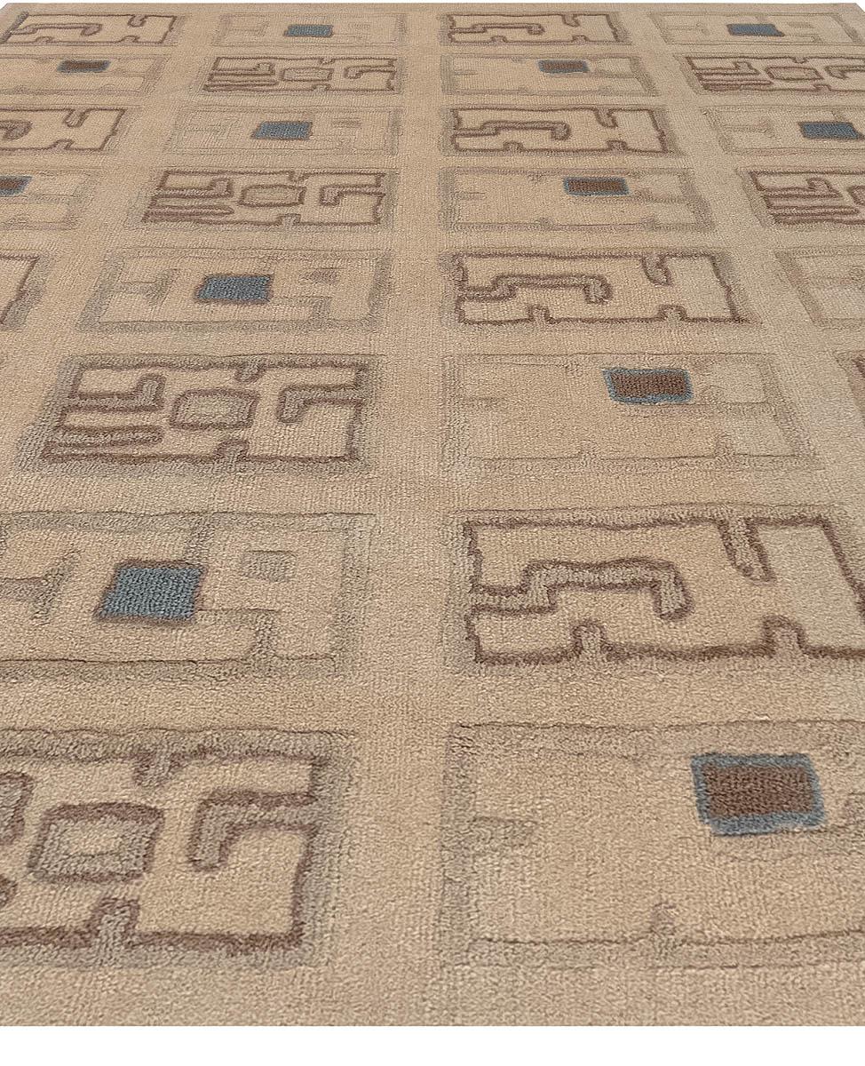 Moderner, maßgefertigter, handgeknüpfter Art-Déco-Teppich in Hochlehne von Doris Leslie Blau (Indisch) im Angebot