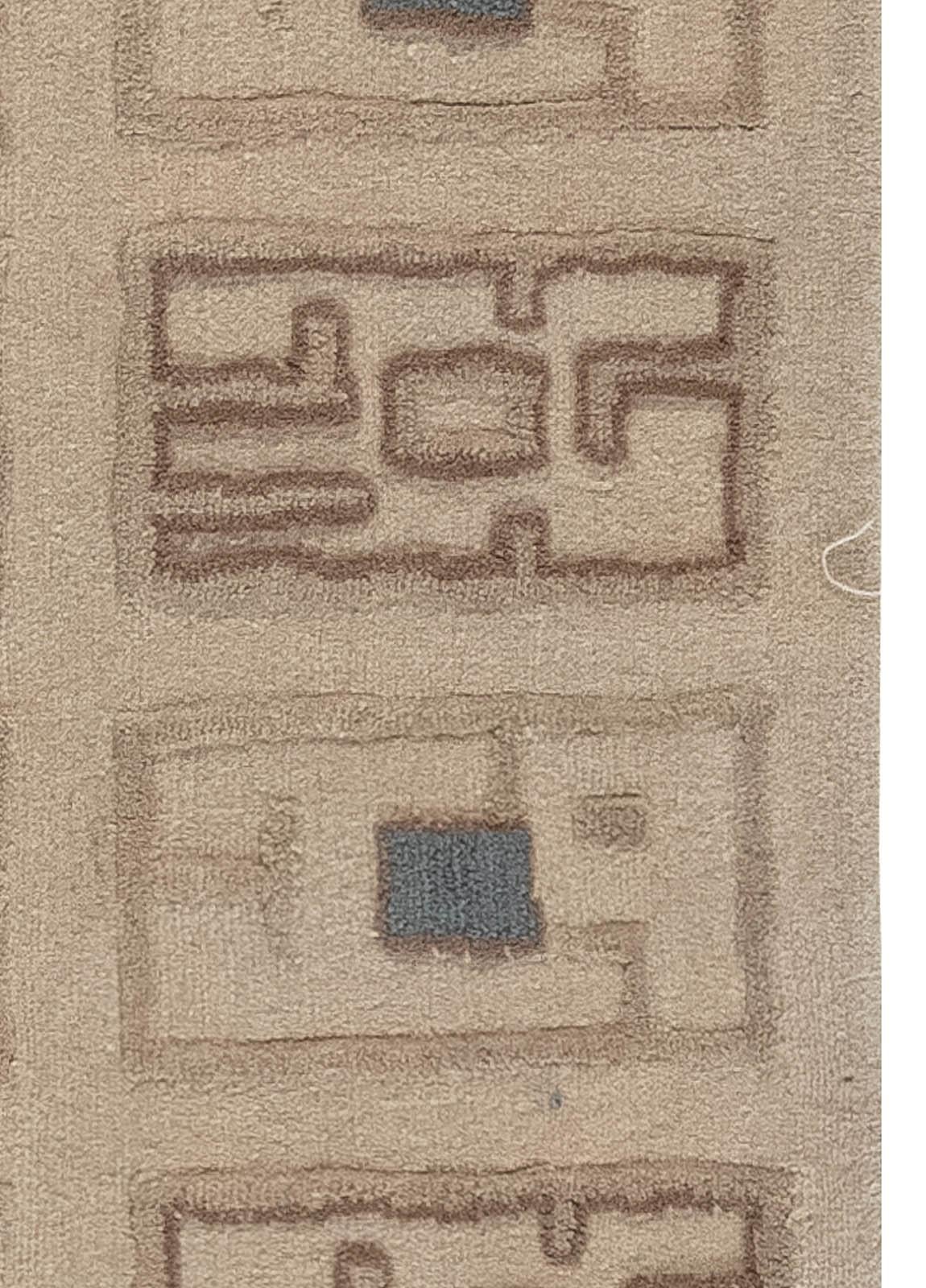 Moderner, maßgefertigter, handgeknüpfter Art-Déco-Teppich in Hochlehne von Doris Leslie Blau (Handgeknüpft) im Angebot