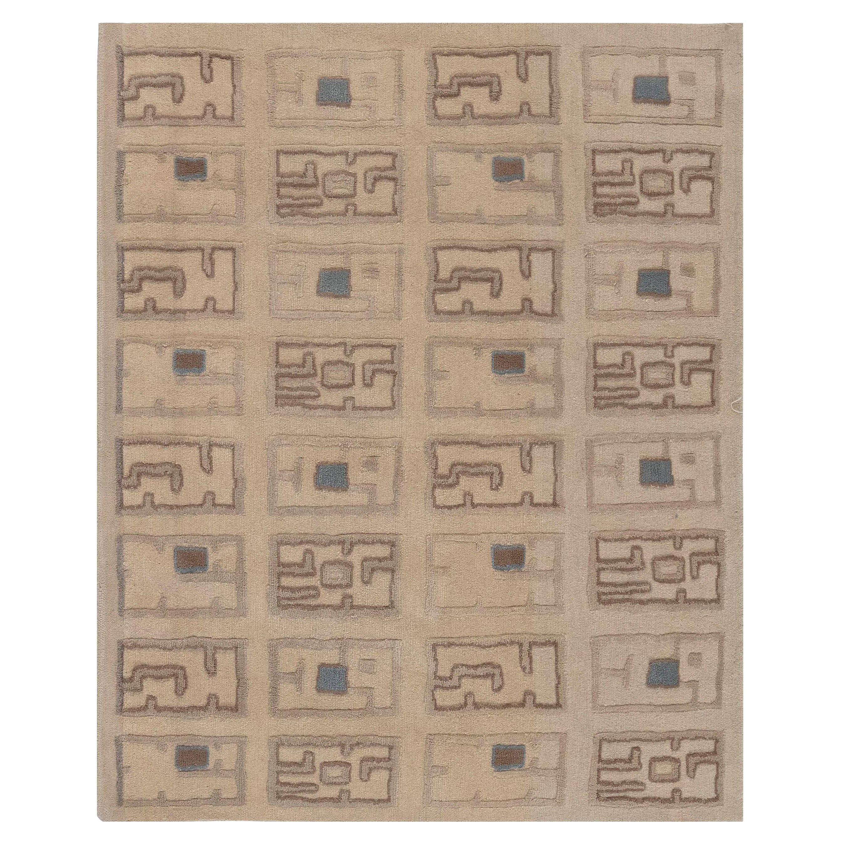 Modern Custom Art Deco High-Low Hand Knotted Rug by Doris Leslie Blau