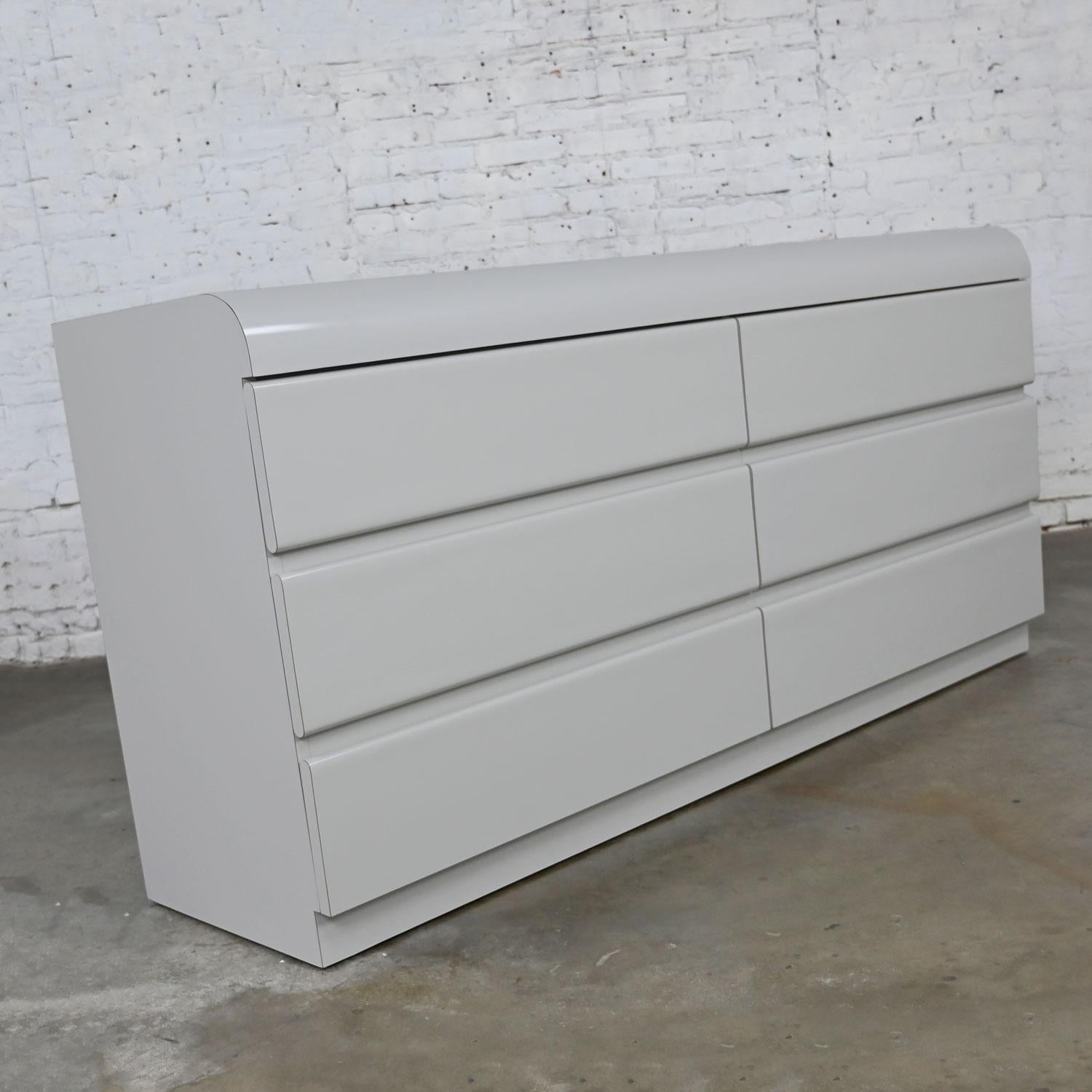 Post-Modern Modern Custom Built Light Gray Laminate 6 Drawer Custom Built Dresser Credenza 