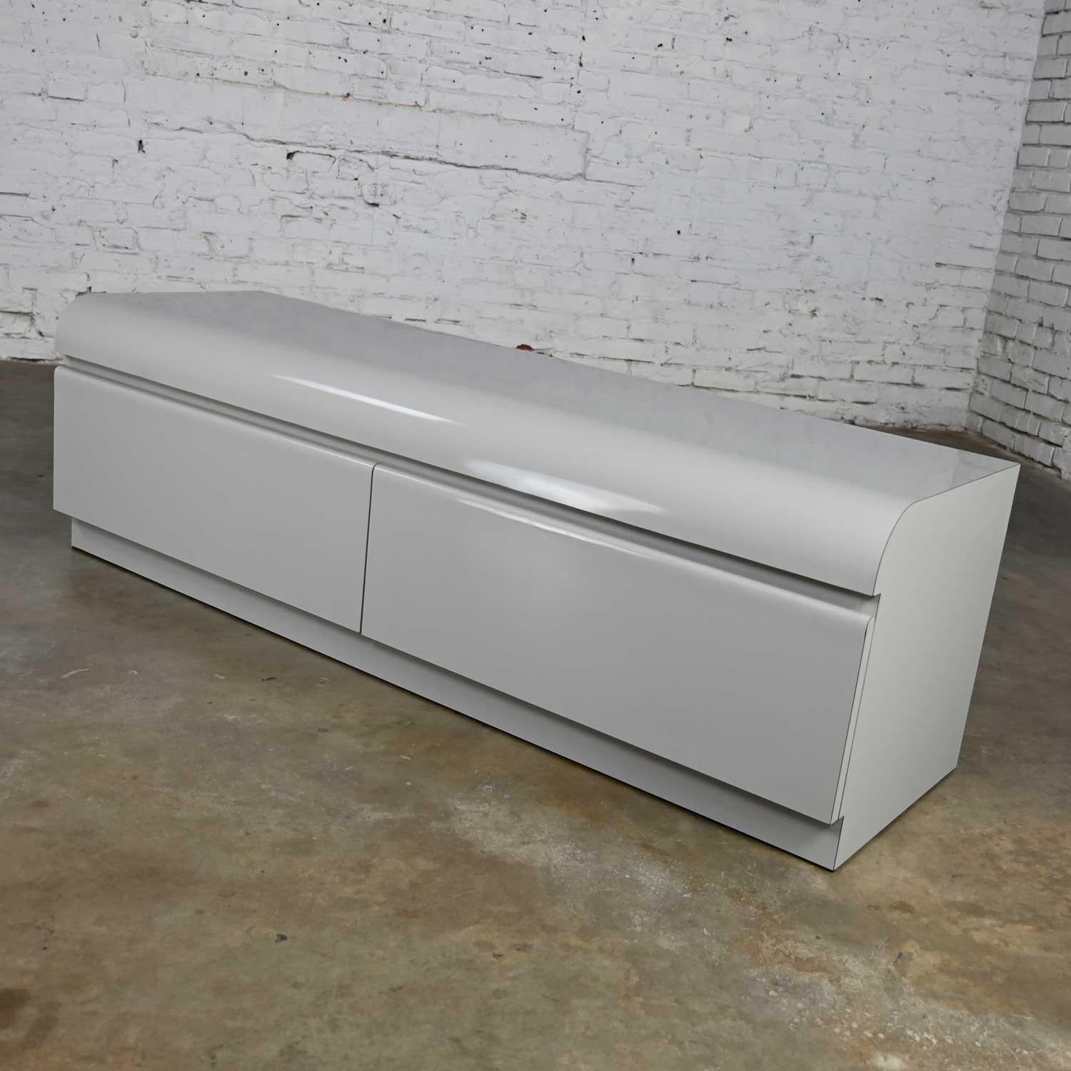 Post-Modern Modern Custom Built Light Gray Laminate Low 2 Drawer Dresser Bench Seat Storage